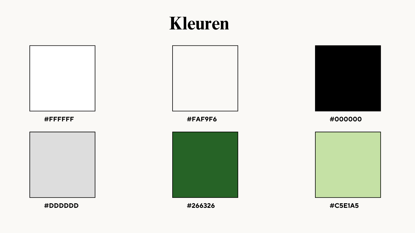 Kleuren gebruikt op de website