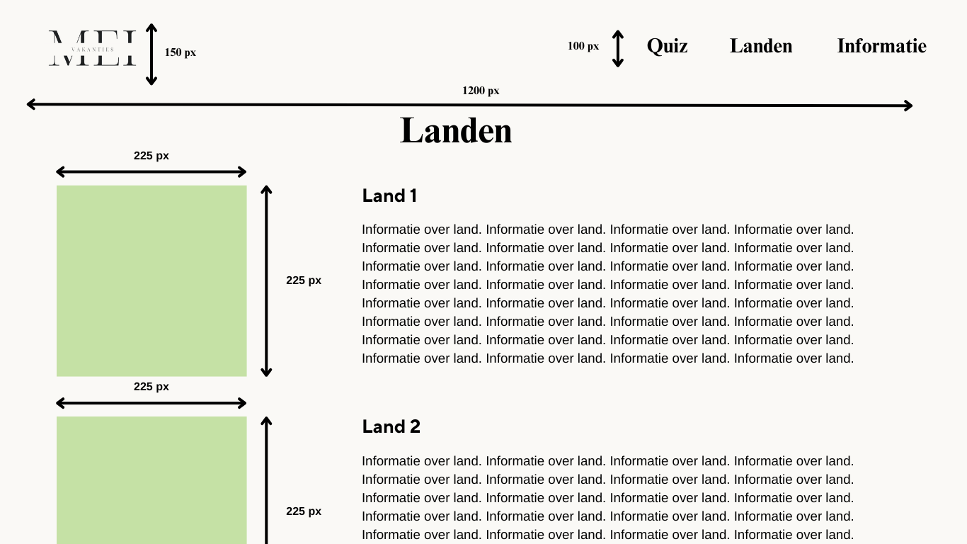 Ontwerp van de landen-pagina