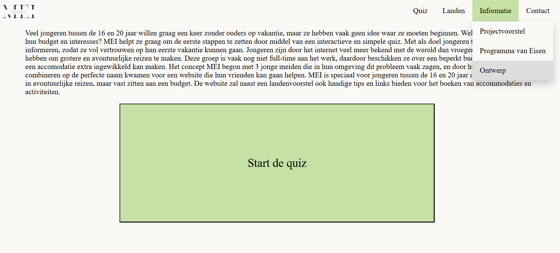 Het werkelijke ontwerp zichtbaar op de website